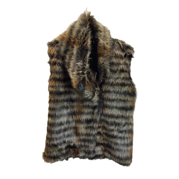 NEW Alberto Makali Black Brown striped‎ faux fur  Sleeveless Vest size LG $169 - Picture 1 of 12